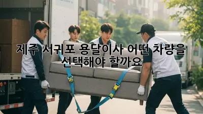제주 서귀포 용달이사, 어떤 차량을 선택해야 할까요?